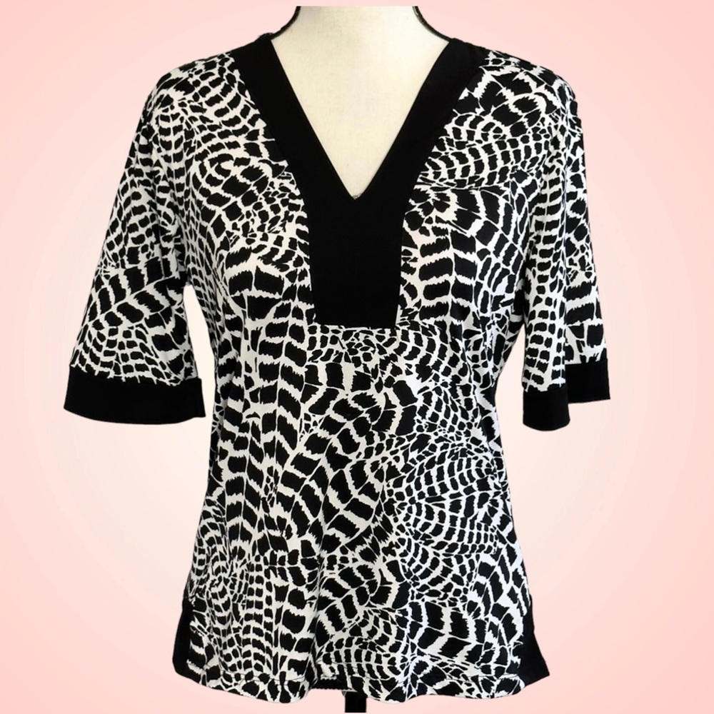 3/$10 Rachel Tyler Blouse L Black & White